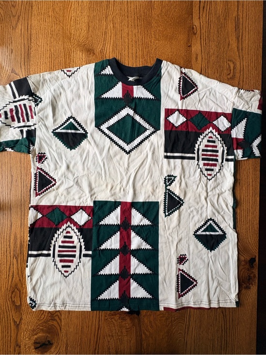 Other - Vintage Men's Large Geometric Pattern Short-Sleeve Shirt -